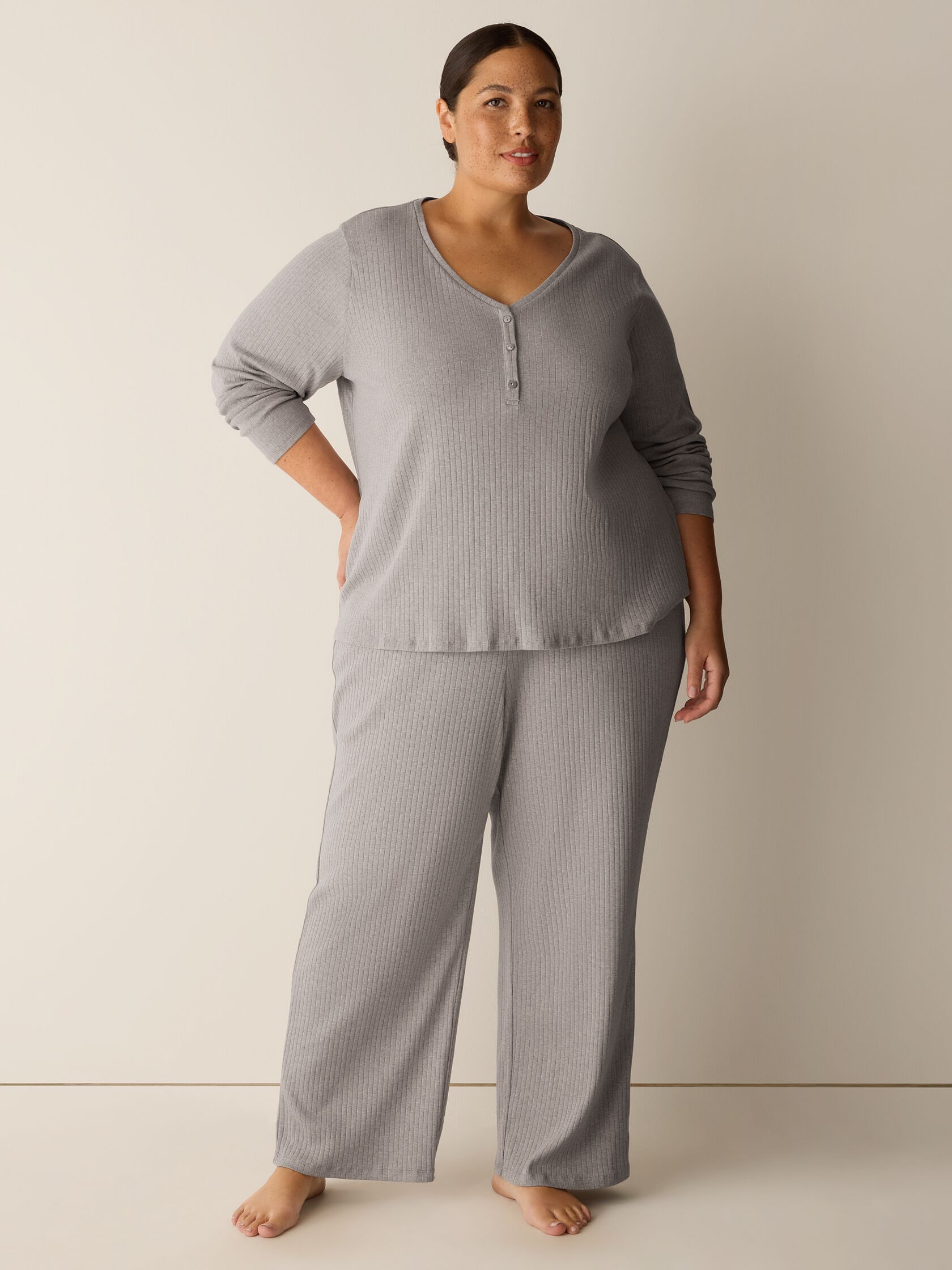 Organic Cotton Rib Straight Sleep Pant