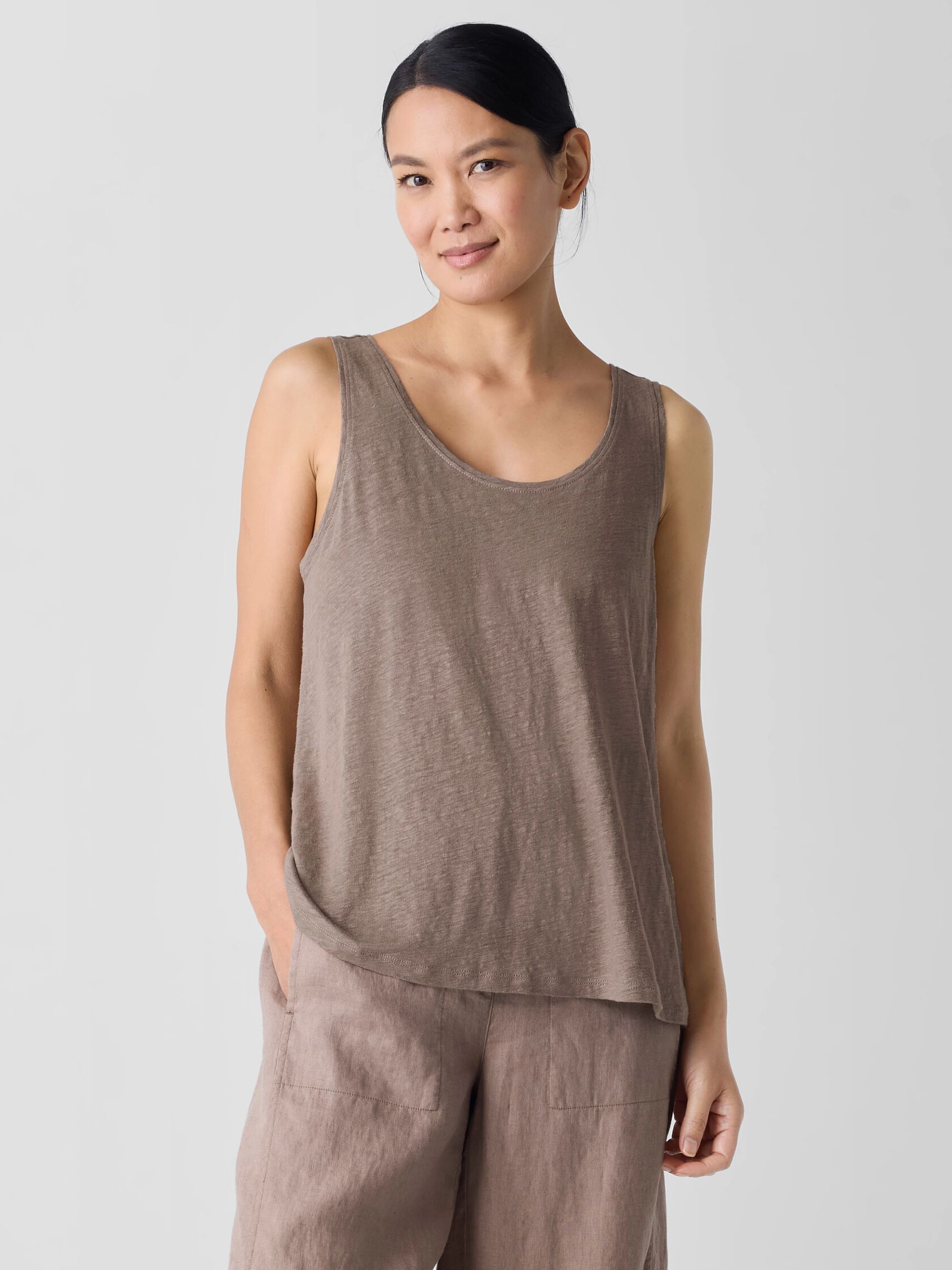 Organic Linen Jersey Scoop Neck Tank