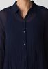 Crinkled Sheer Silk Georgette Classic Collar Shirt