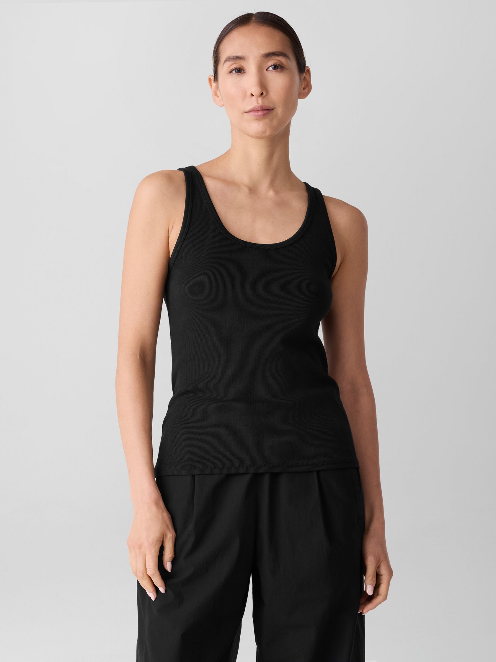 Organic Cotton Stretch Rib Scoop Neck Tank
