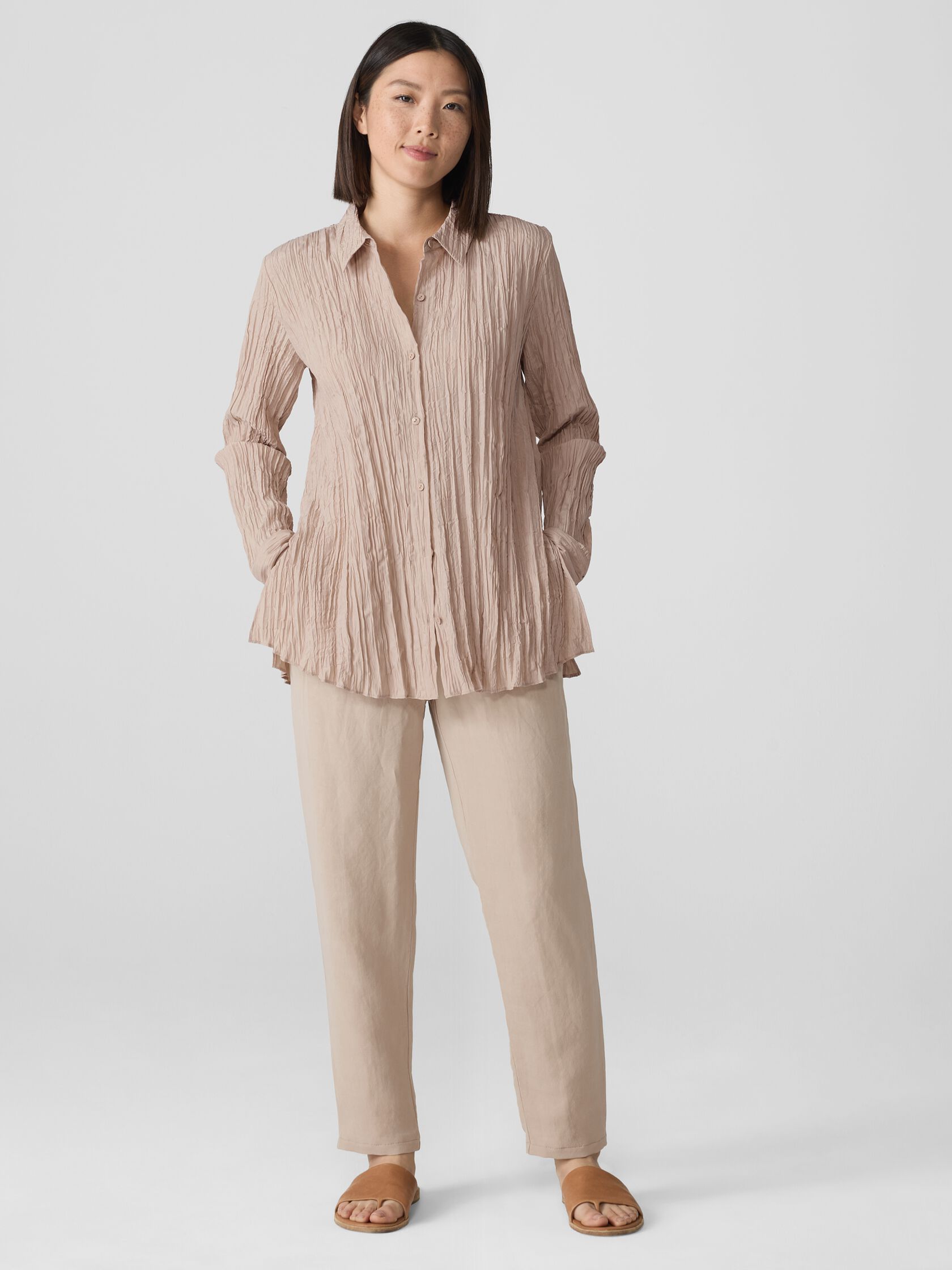 Linen Silk Twill Tapered Pant
