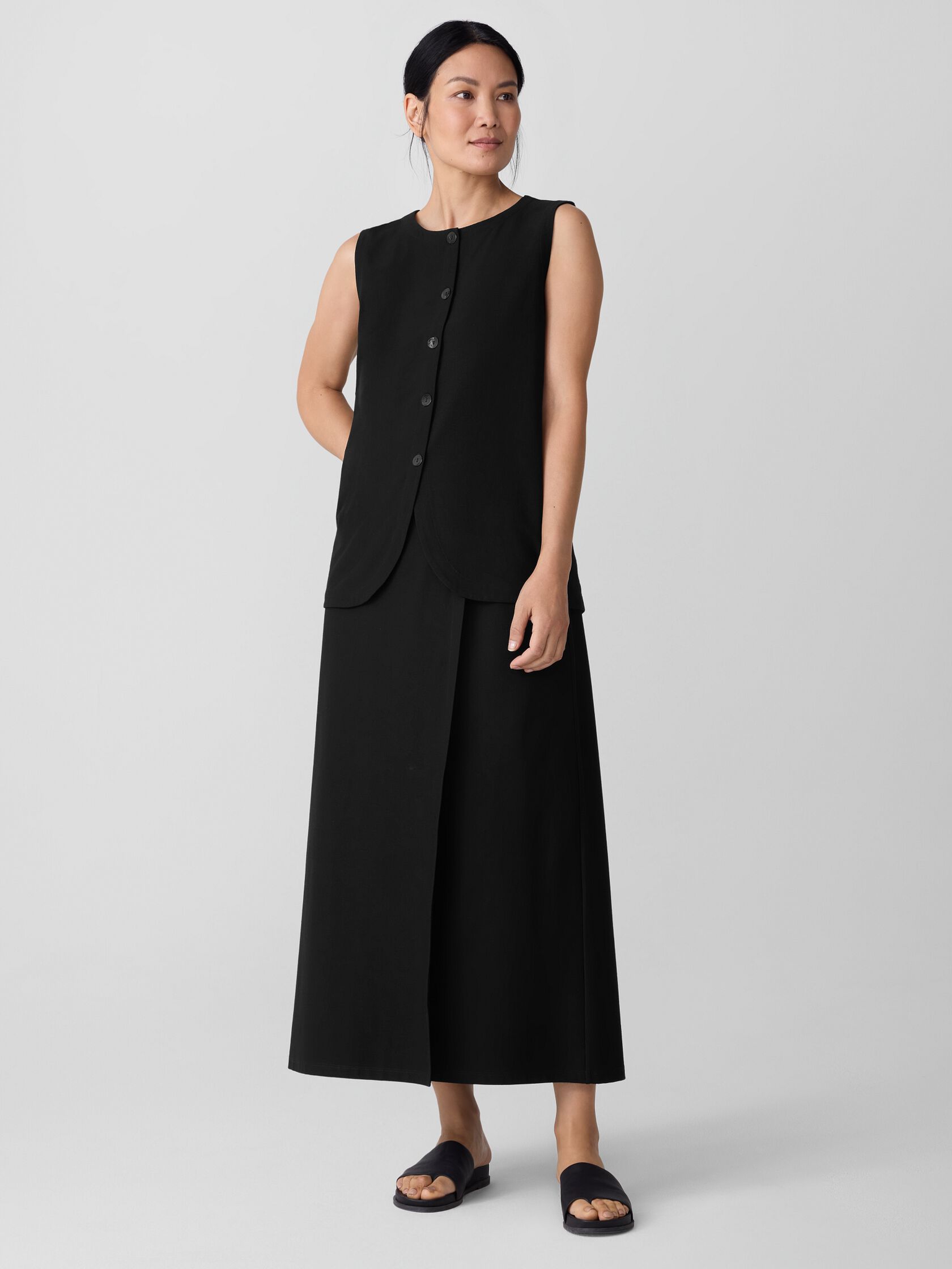 Washable Stretch Crepe Wrap Skirt