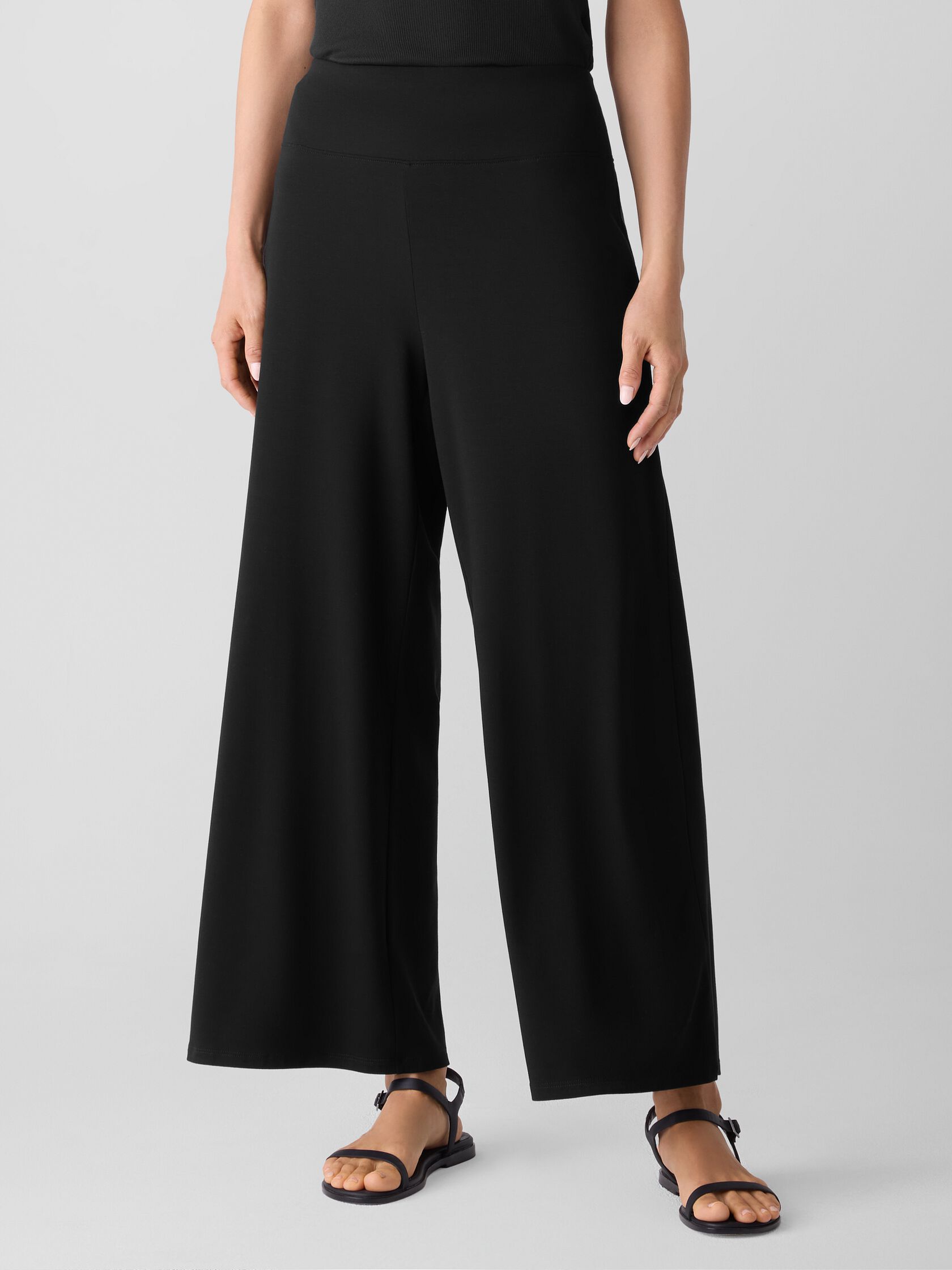 Stretch Jersey Knit Wide-Leg Pant