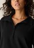 Waffle Cotton Blend Doubleknit High Collar Henley Top