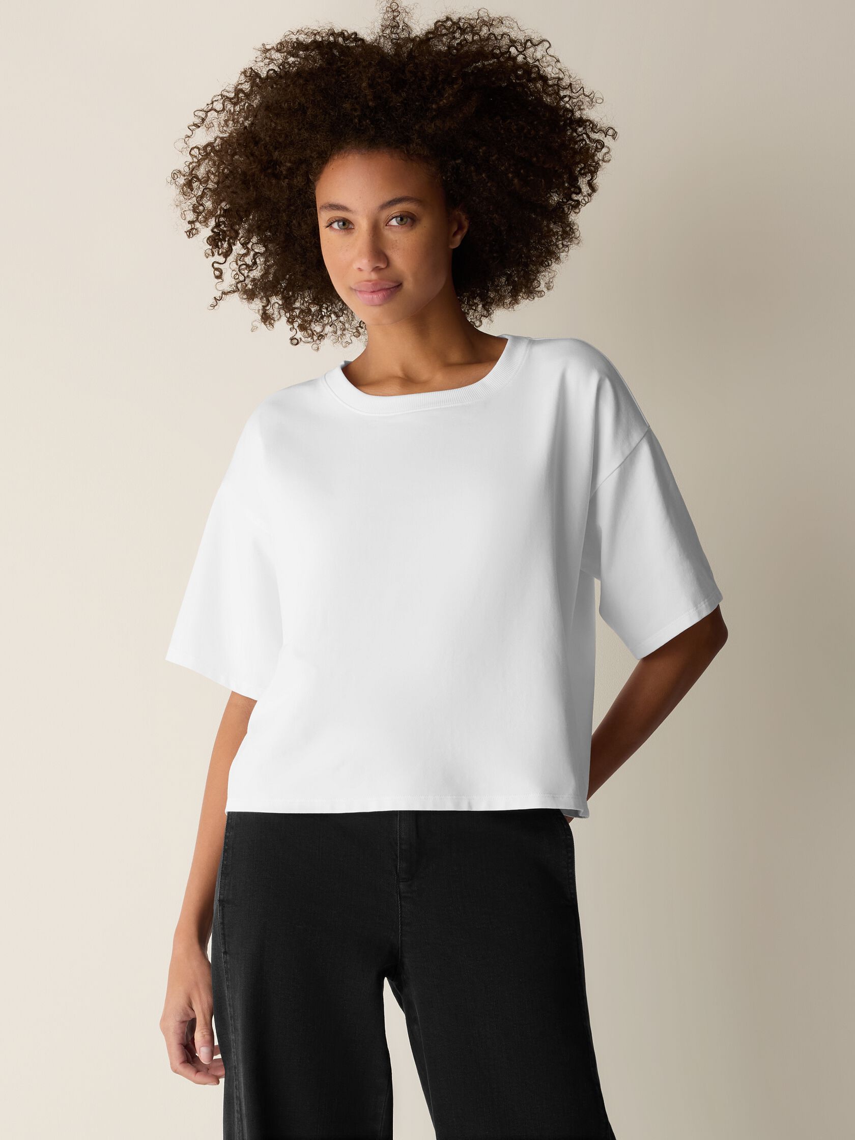Pima Cotton Stretch Jersey Crew Neck Tee