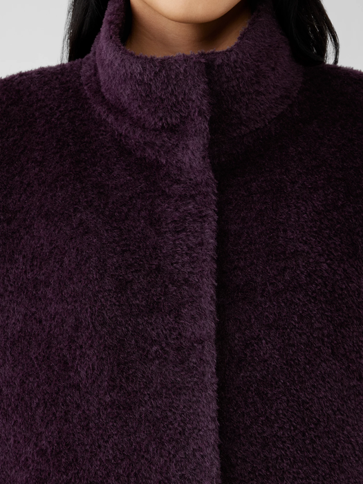 Sheared Suri Alpaca Stand Collar Coat