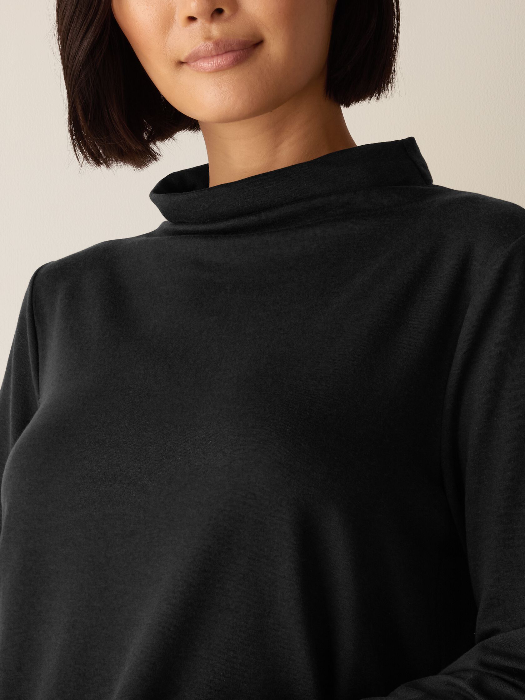 Cozy Brushed Terry Hug Funnel Neck Top