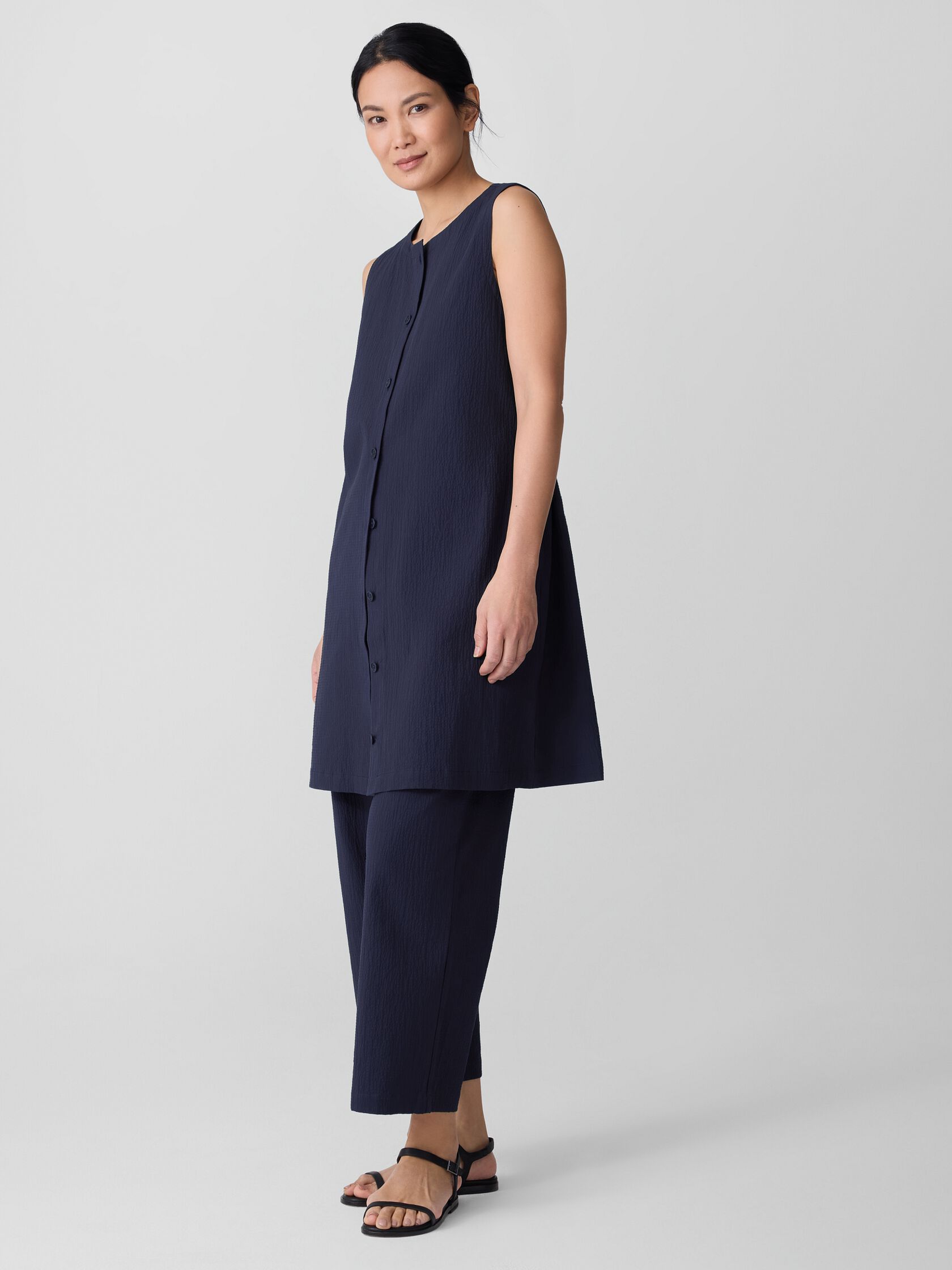 Organic Cotton Pucker Long Vest