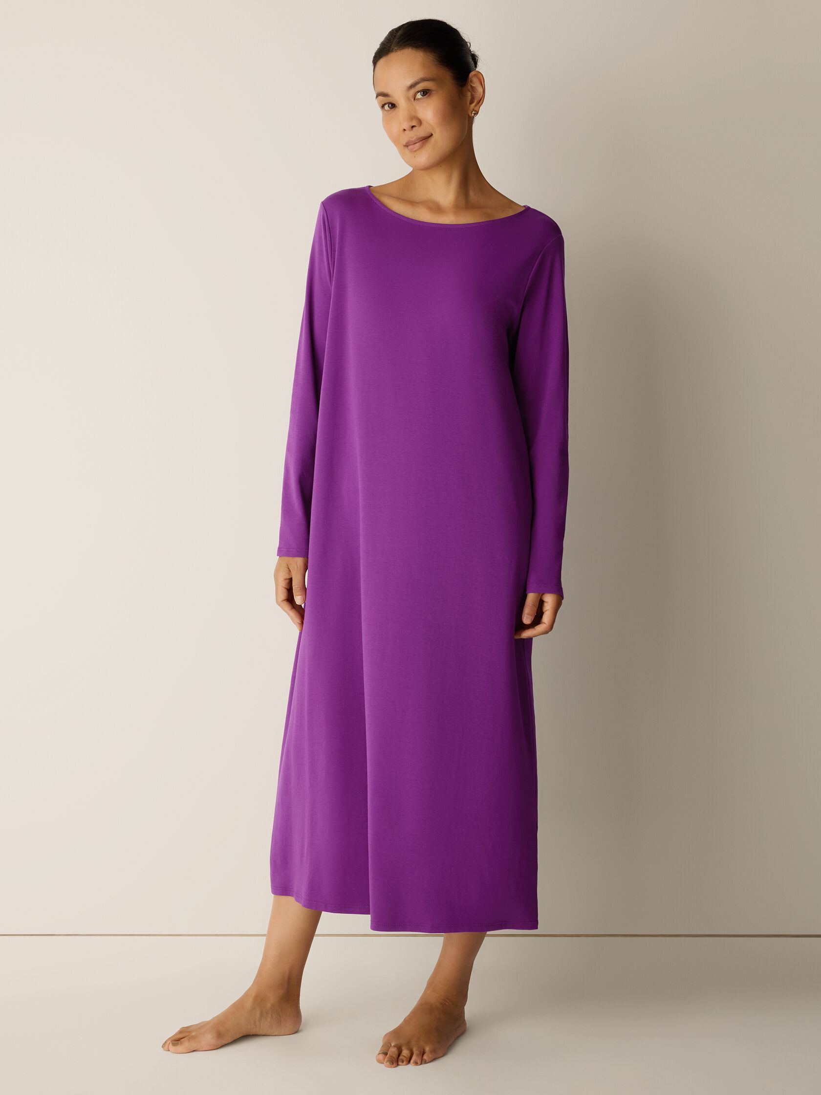 Organic Cotton Interlock Bateau Neck Sleep Dress