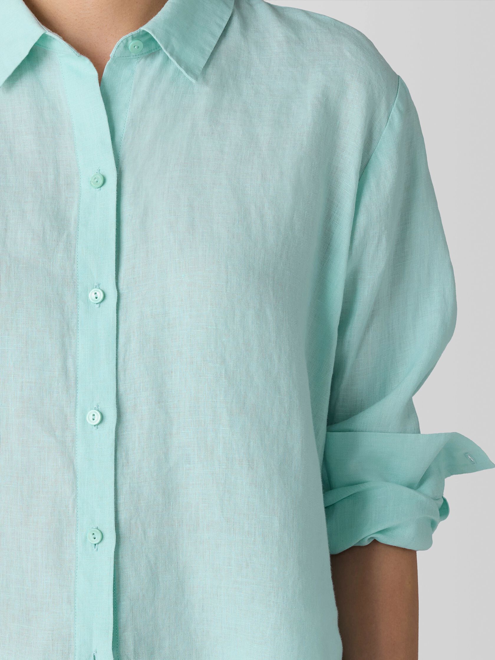 Organic Handkerchief Linen Classic Collar Short Shirt