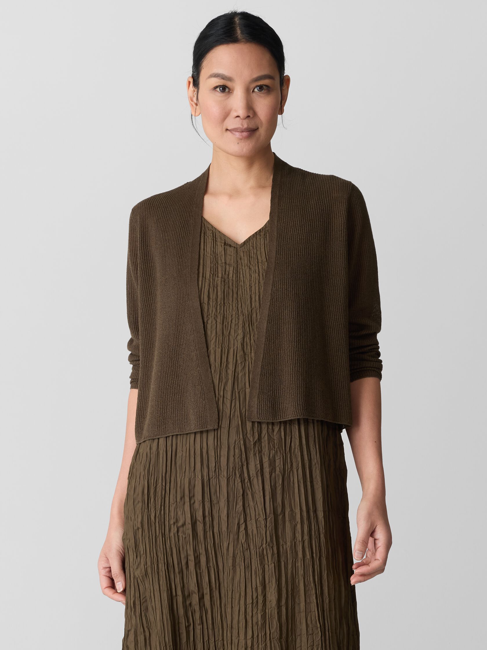 Organic Linen Cotton Cropped Cardigan