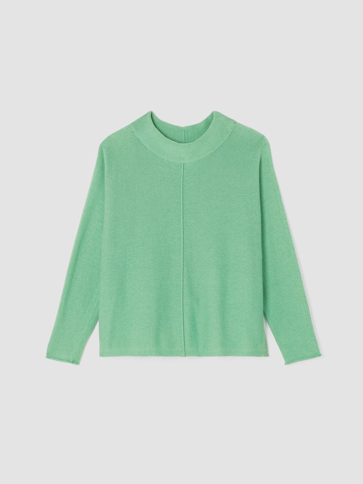 Cotton and Recycled Cashmere Mock Neck Top