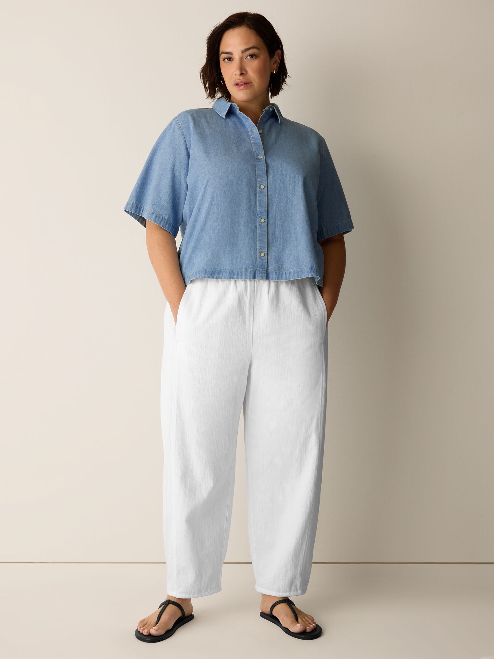 Slubby Organic Cotton Linen Lantern Pant
