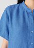 Washed Organic Linen Délavé Band Collar Shirt
