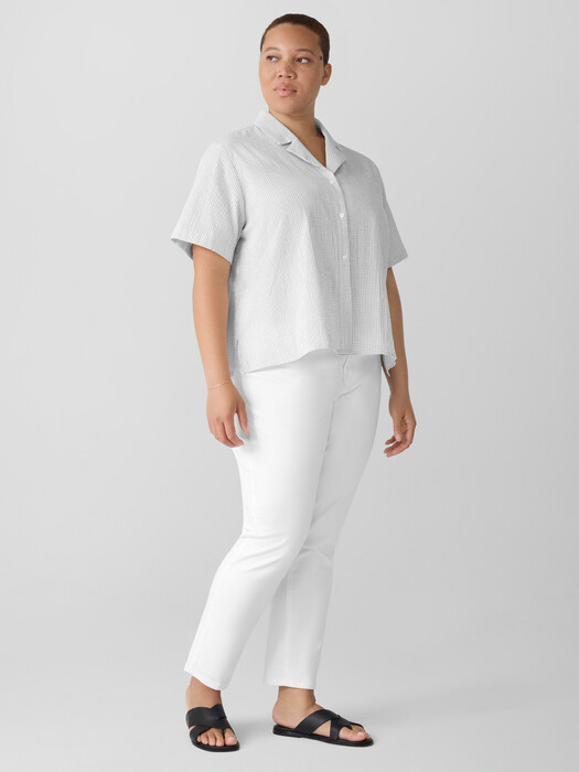 Organic Cotton Ripple Checkered Notch Collar Shirt