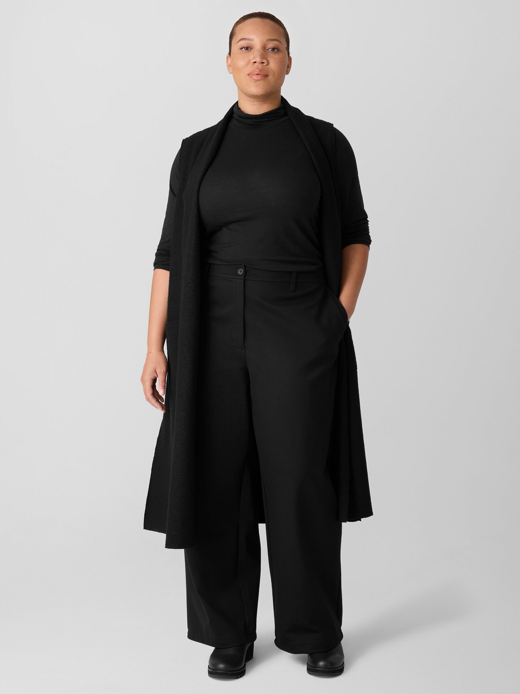 Washable Flex Ponte Wide Trouser Pant