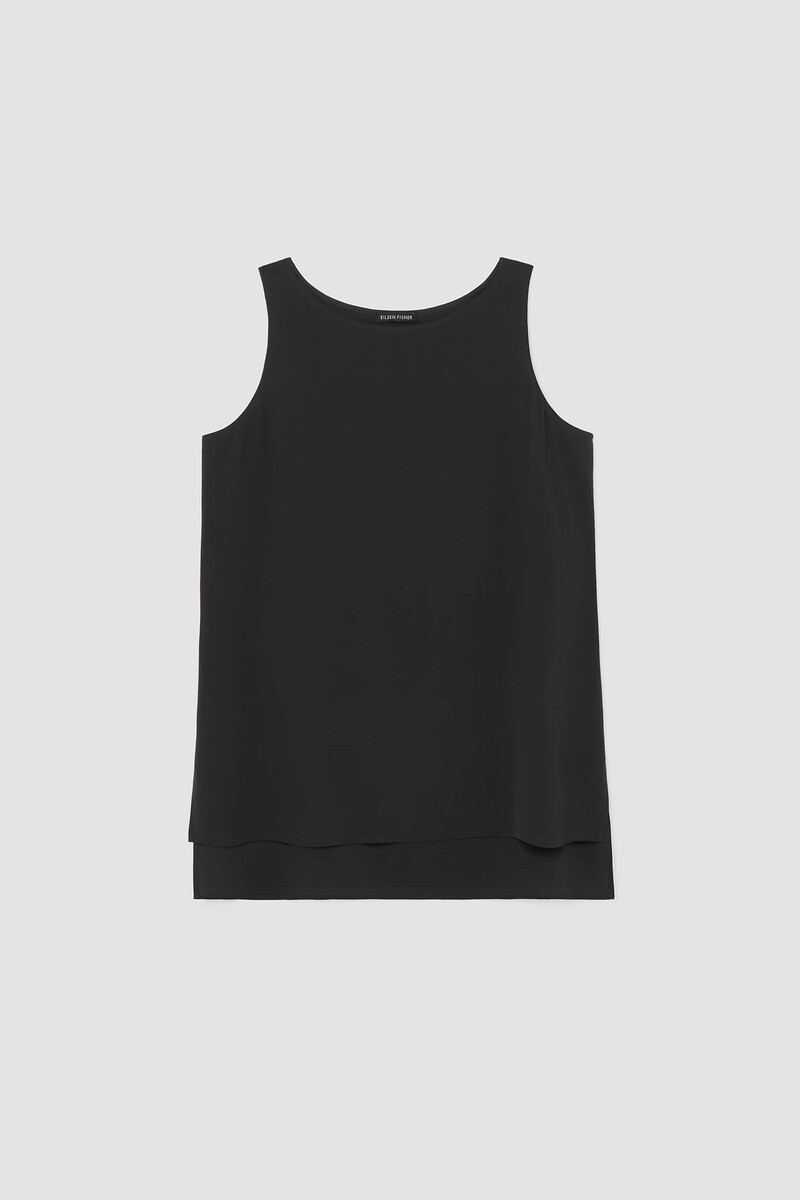 Silk Georgette Crepe Bateau Neck Tank Silk Georgette Crepe Bateau Neck Tank