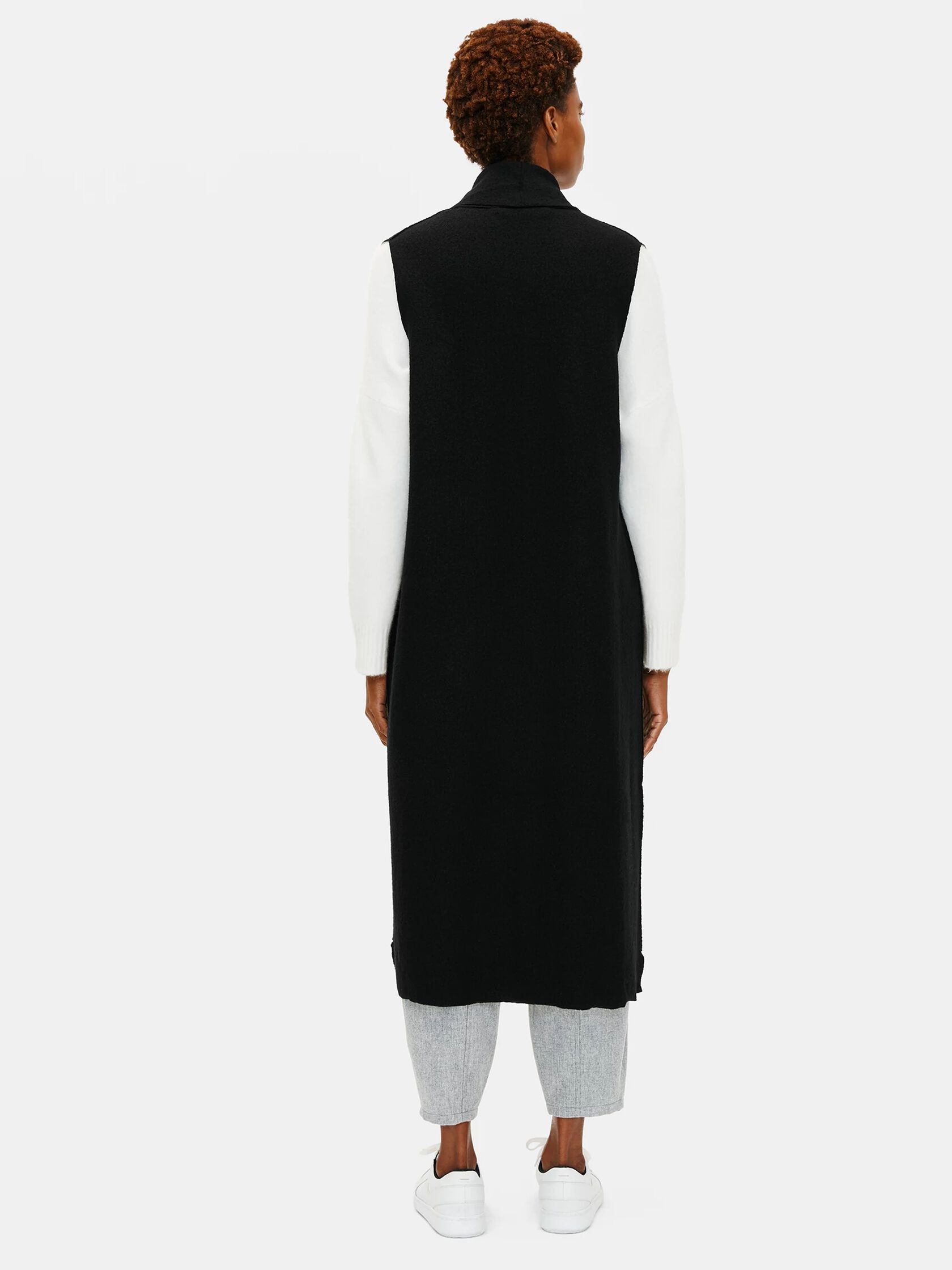 Lightweight Boiled Wool Long Vest in Responsible Wool