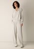 Waffle Cotton Blend Doubleknit High Collar Henley Top