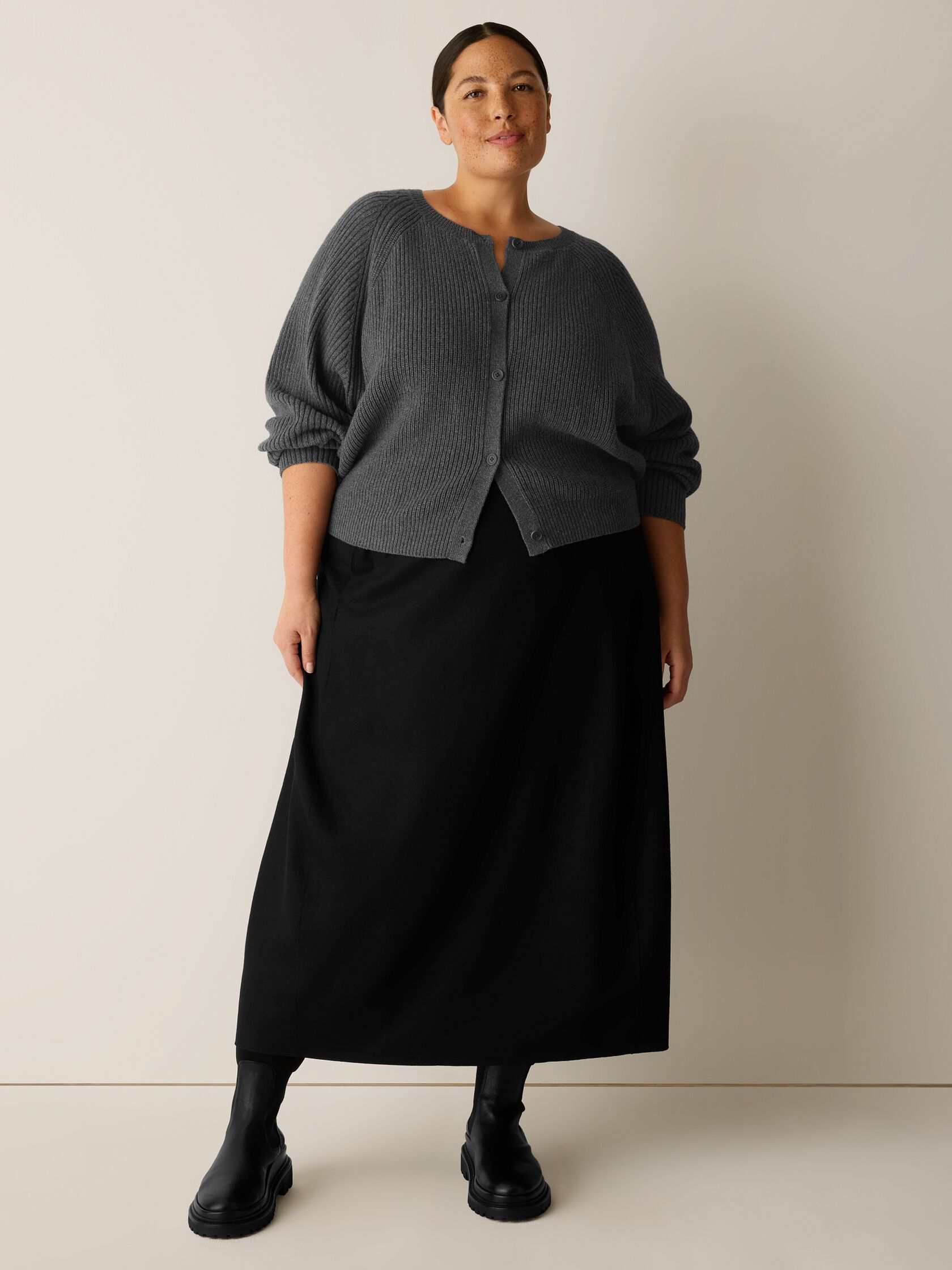 Felted Wool Jersey Lantern Skirt in Regenerative Wool