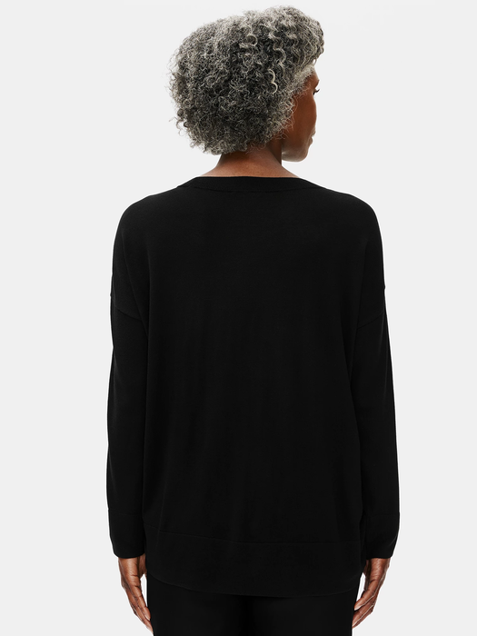 Stretch Crepe with Silk Crew Neck Top