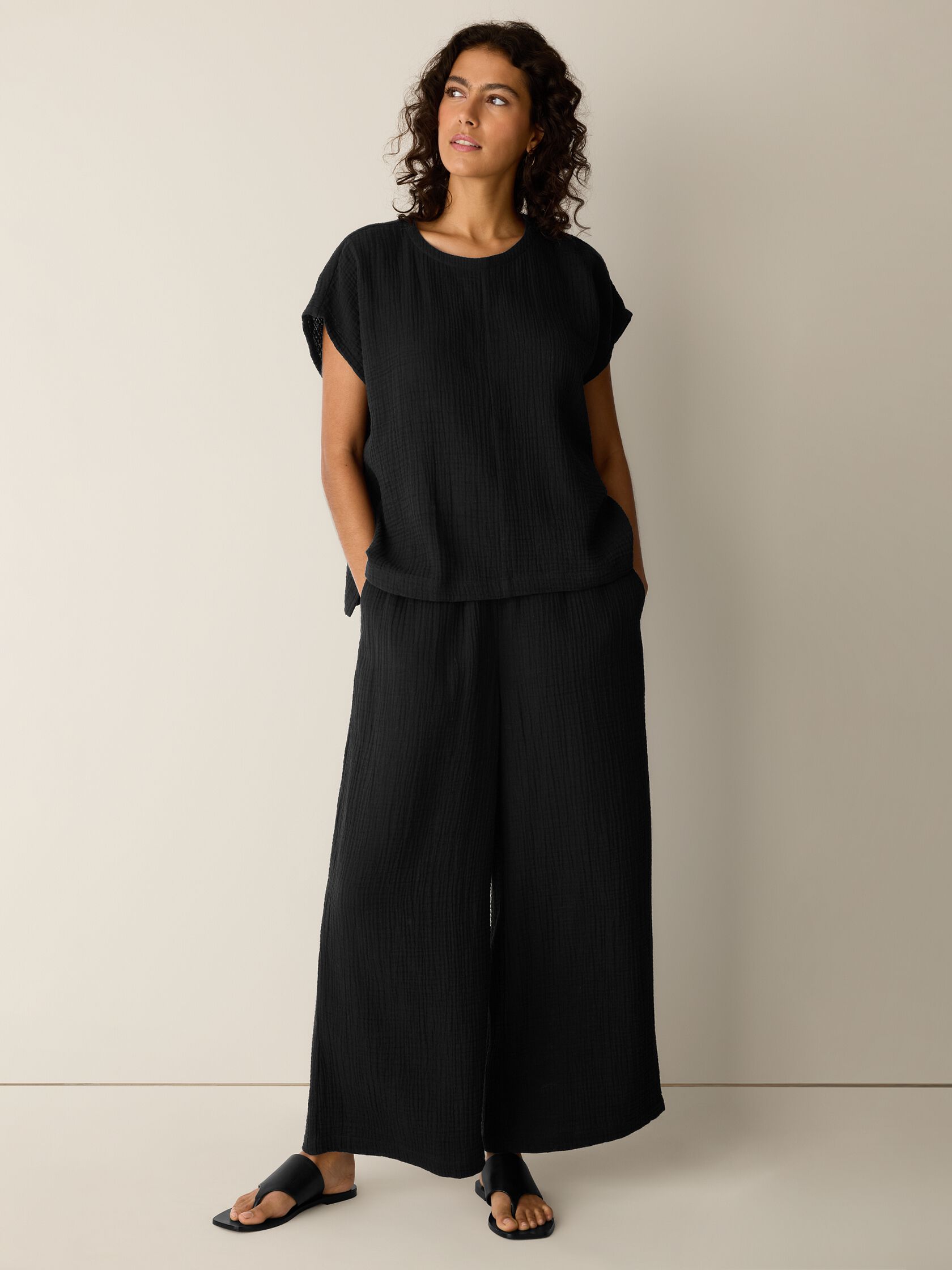 Organic Cotton Lofty Gauze Round Neck Box-Top