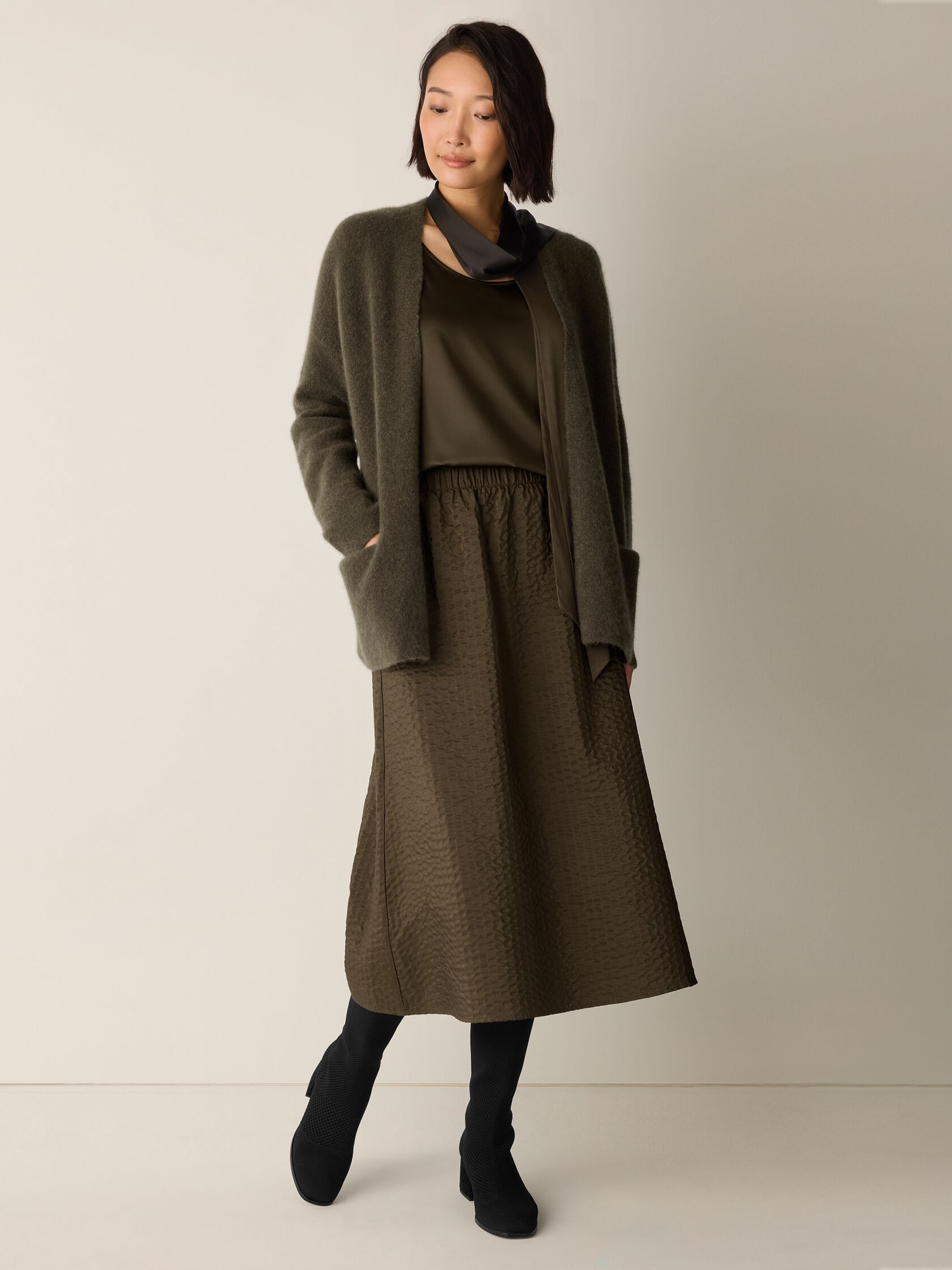 Quilted Silk A-Line Skirt