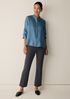 Silk Twill Band Collar Shirt