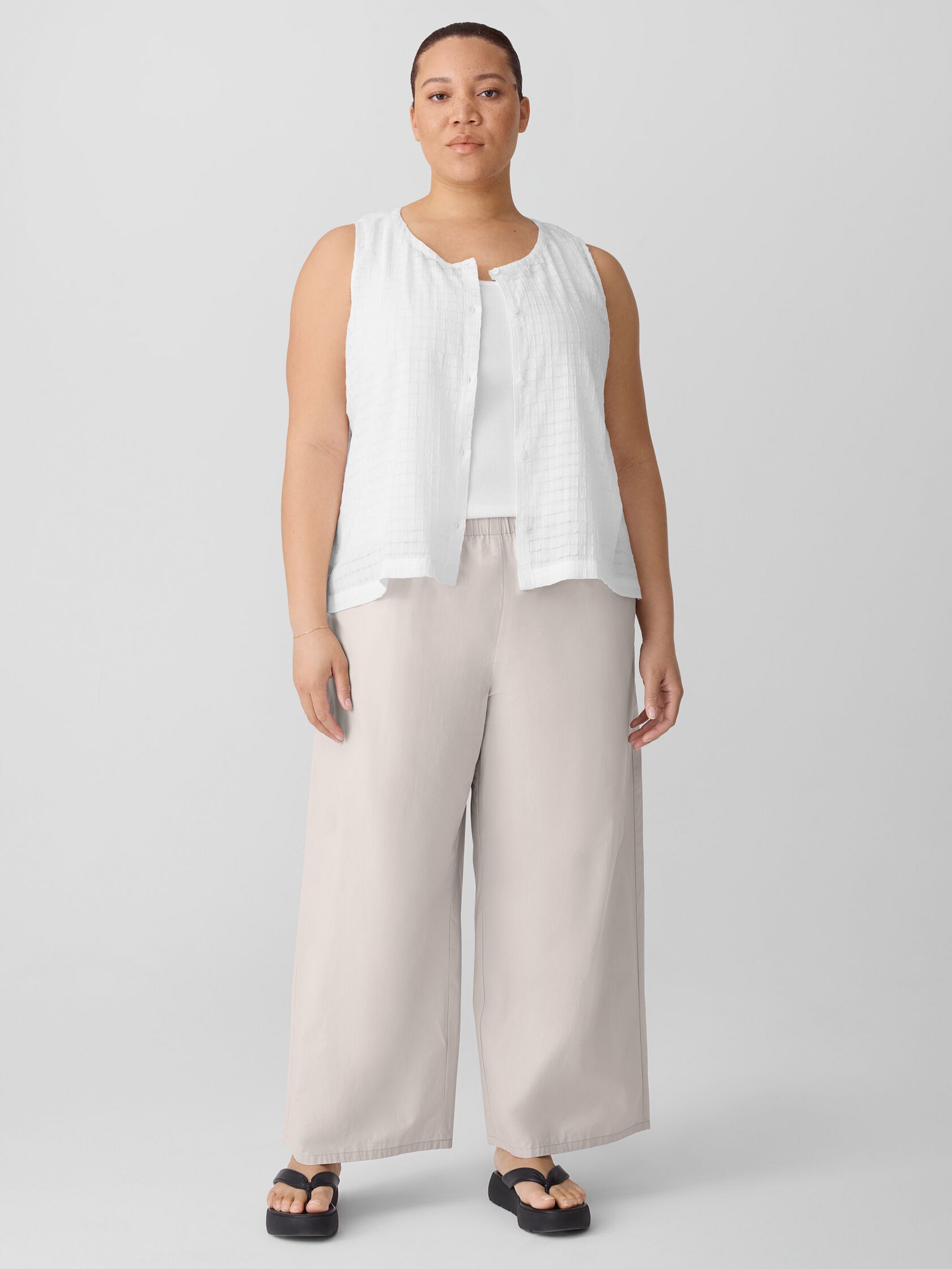 Washed Organic Cotton Poplin Wide-Leg Pant