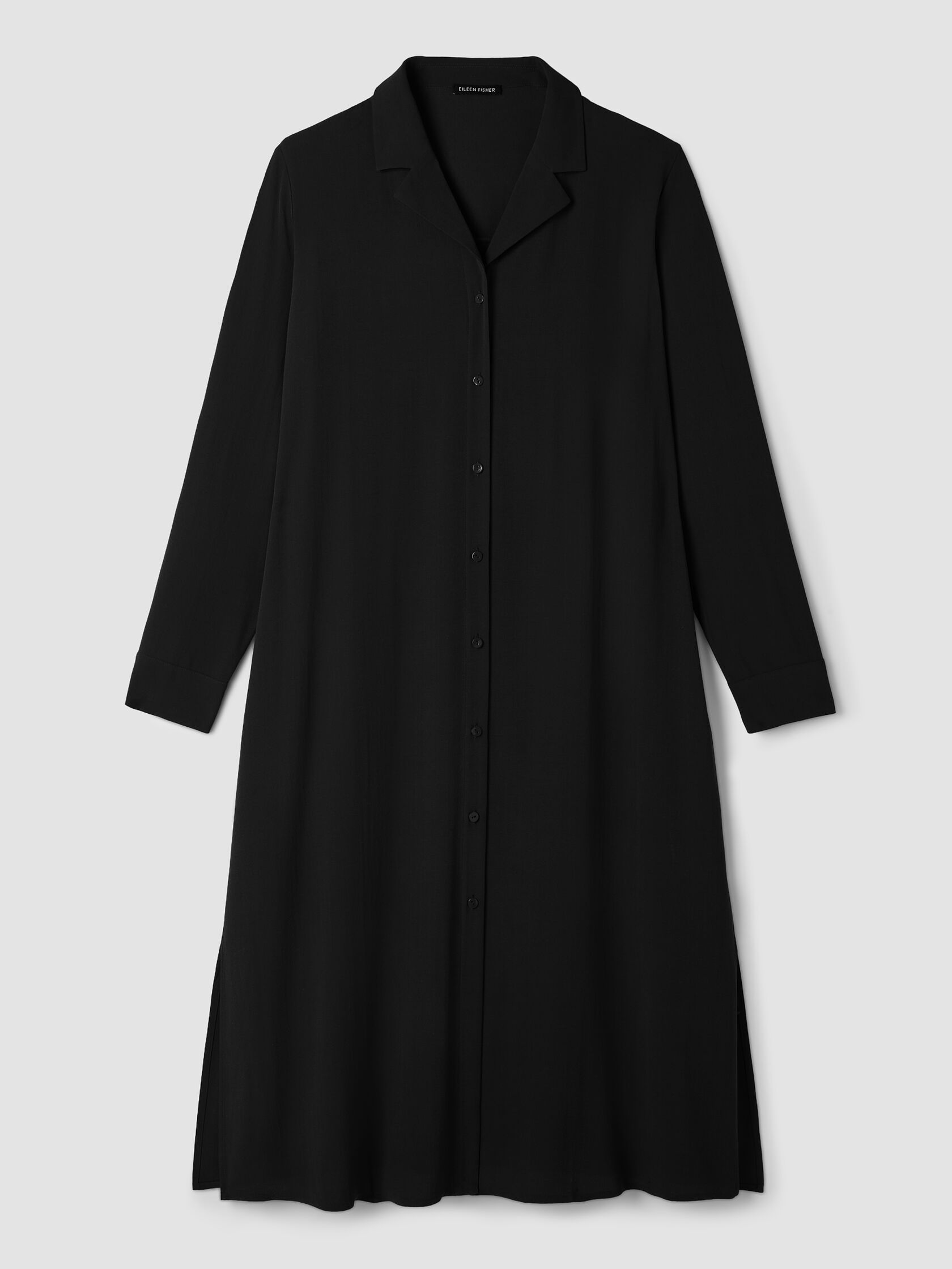 Silk Georgette Crepe Notch Collar Shirtdress