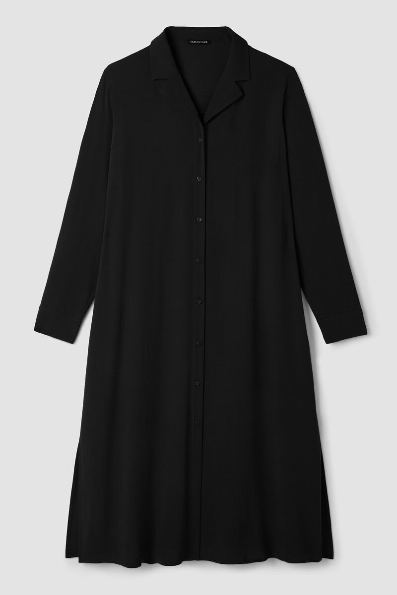 Silk Georgette Crepe Notch Collar Shirtdress Silk Georgette Crepe Notch Collar Shirtdress