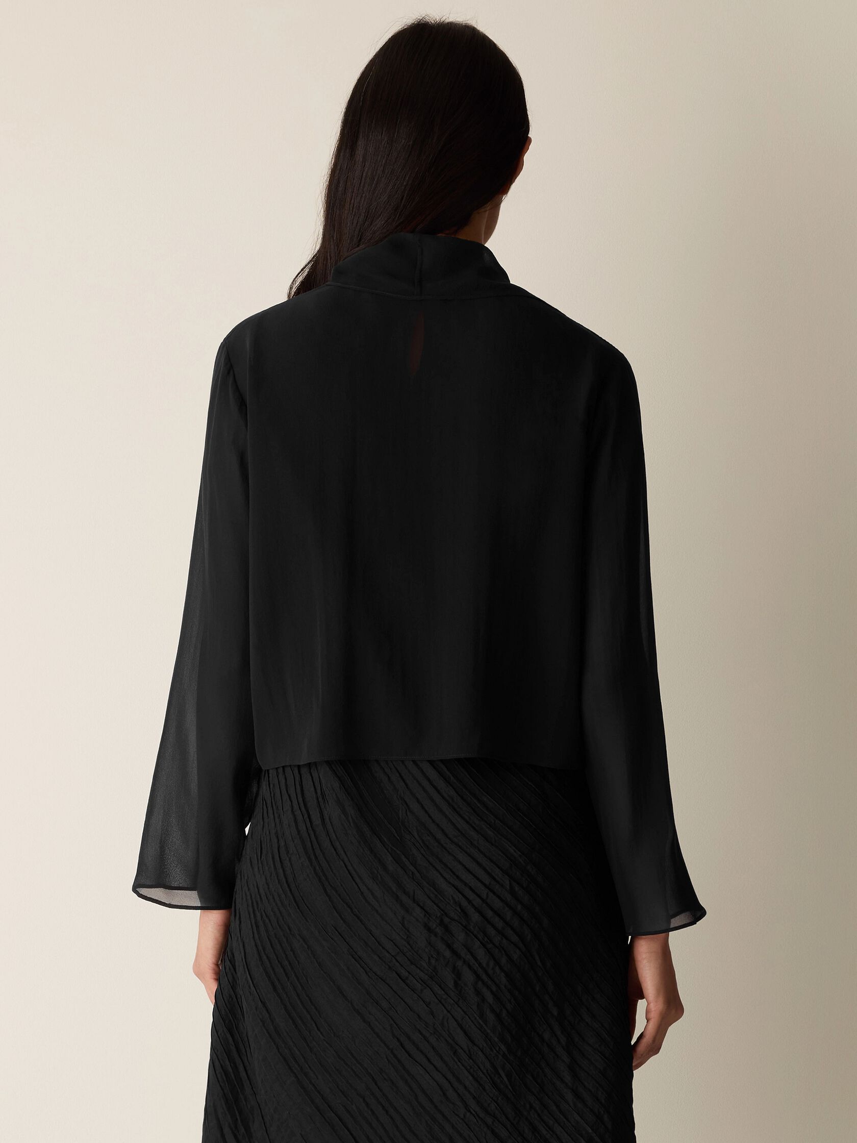 Sheer Silk Georgette High Collar Jacket