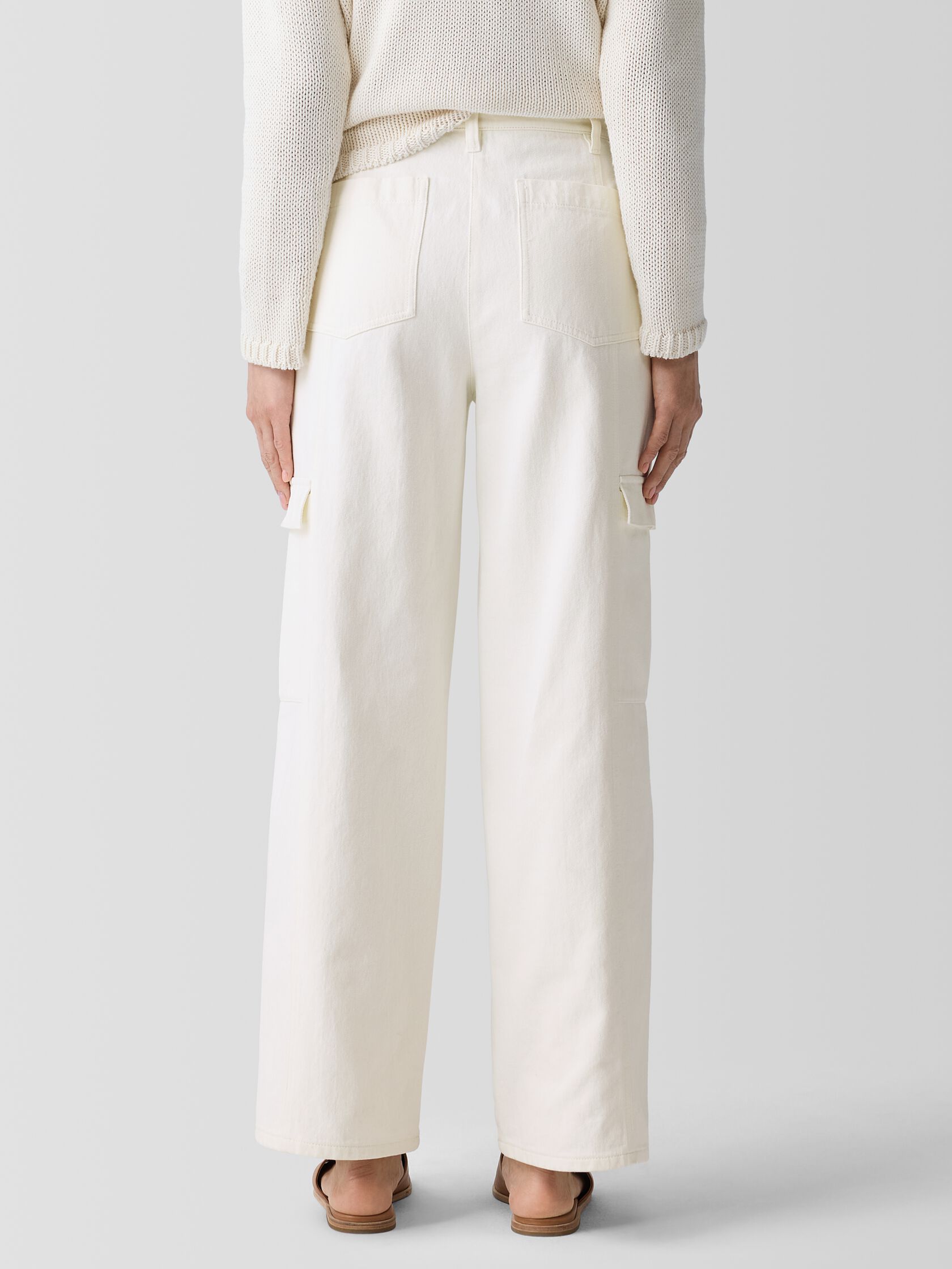 Undyed Utility Organic Cotton Wide-Leg Cargo Pant