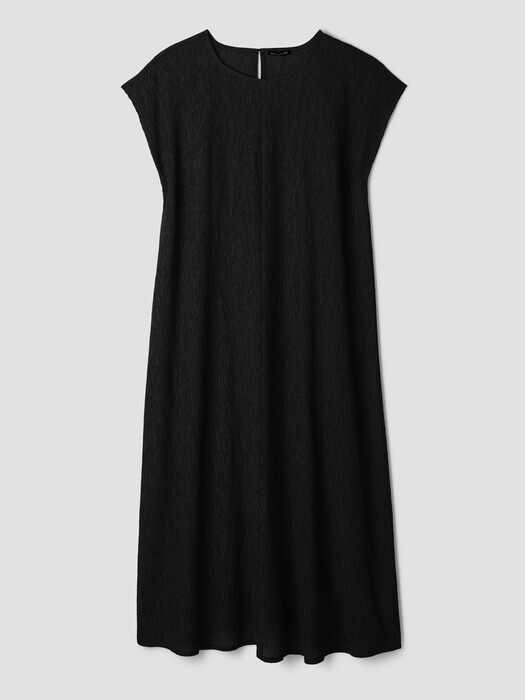 Woven Plissé Round Neck Dress