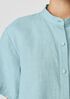 Organic Handkerchief Linen Band Collar Short-Sleeve Shirt