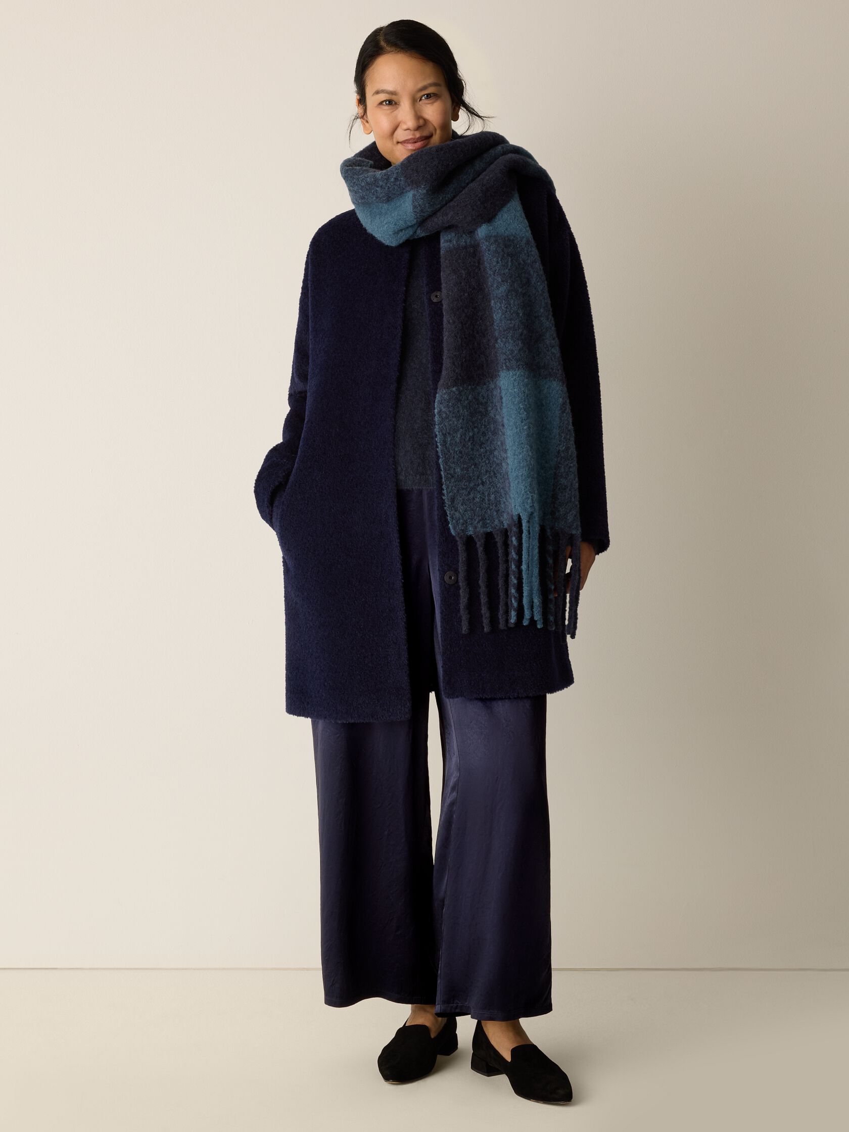Fine Wool Alpaca Round Neck Coat