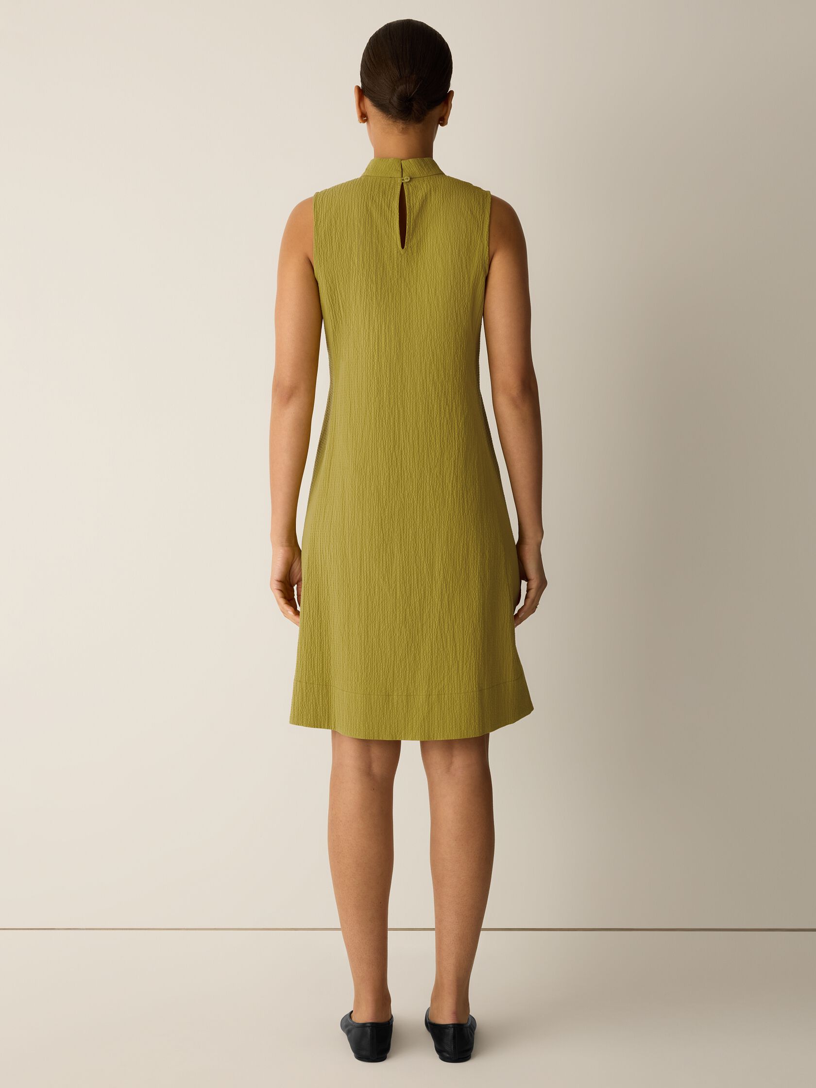 Organic Cotton Pucker Mock Neck Dress