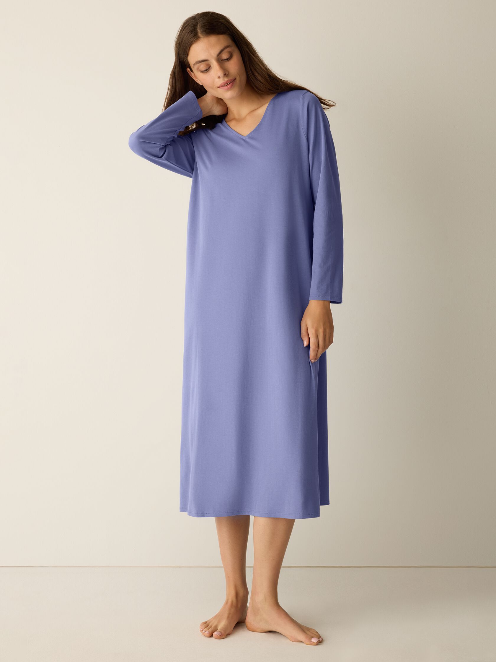 Organic Cotton Interlock V-Neck Sleep Dress