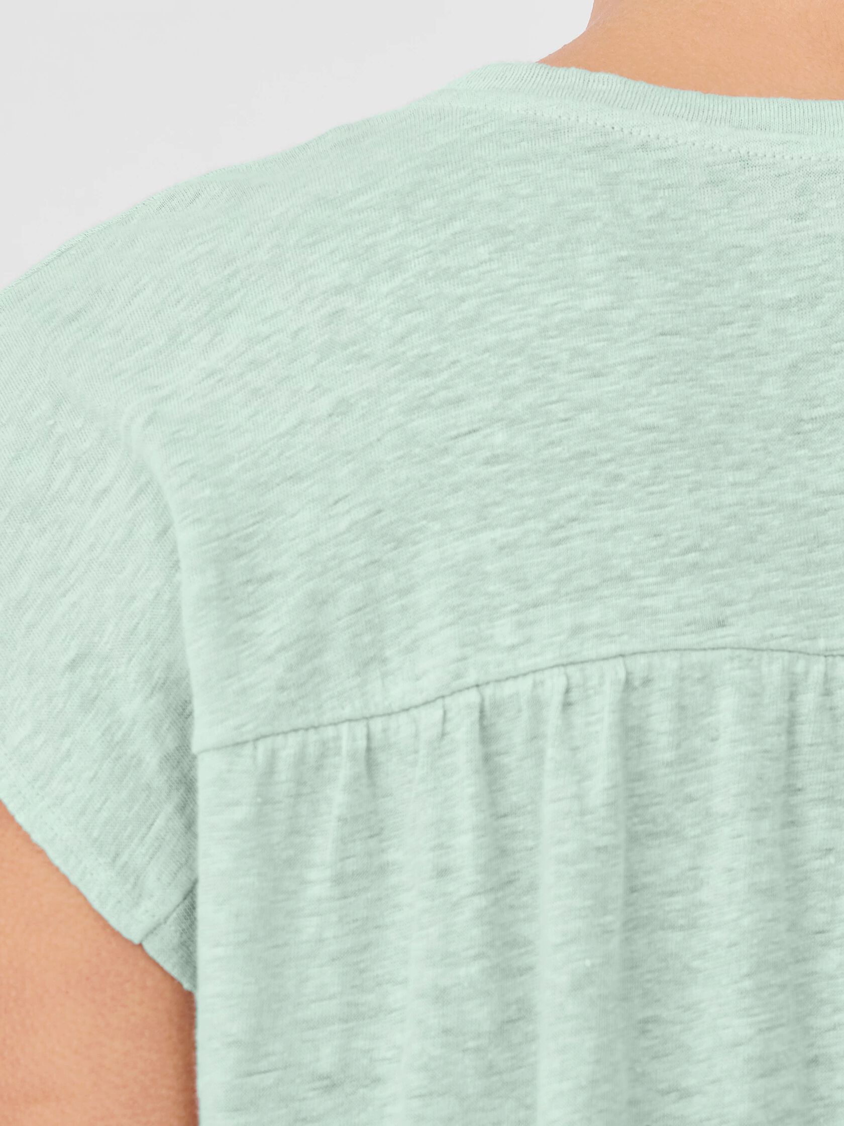 Organic Linen Jersey Shirred-Back Top