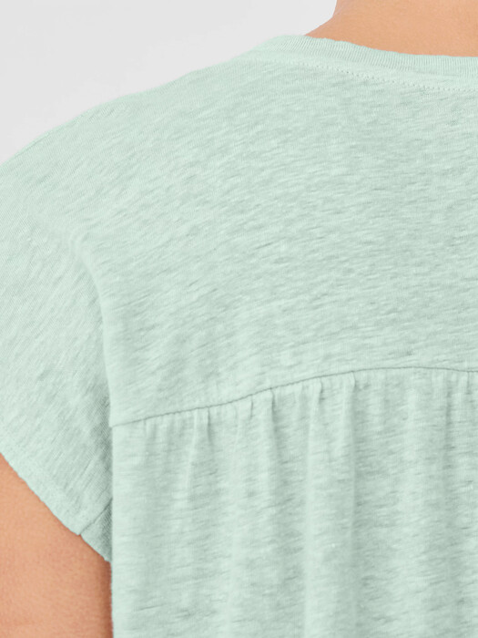 Organic Linen Jersey Shirred-Back Top