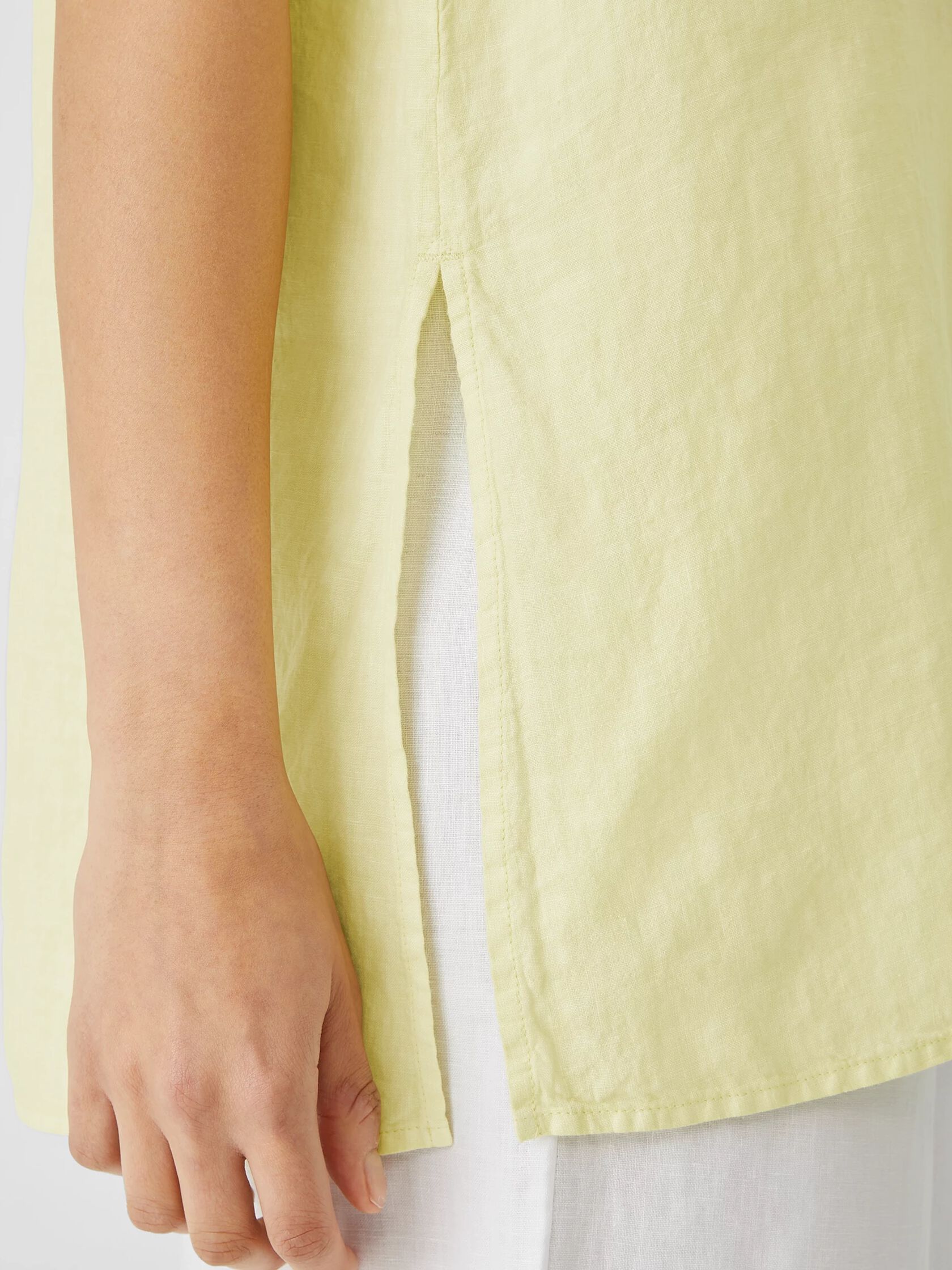 Garment-Dyed Organic Handkerchief Linen Sleeveless Shirt