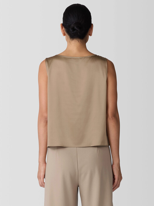 Stretch Silk Charmeuse Ballet Neck Tank EILEEN FISHER