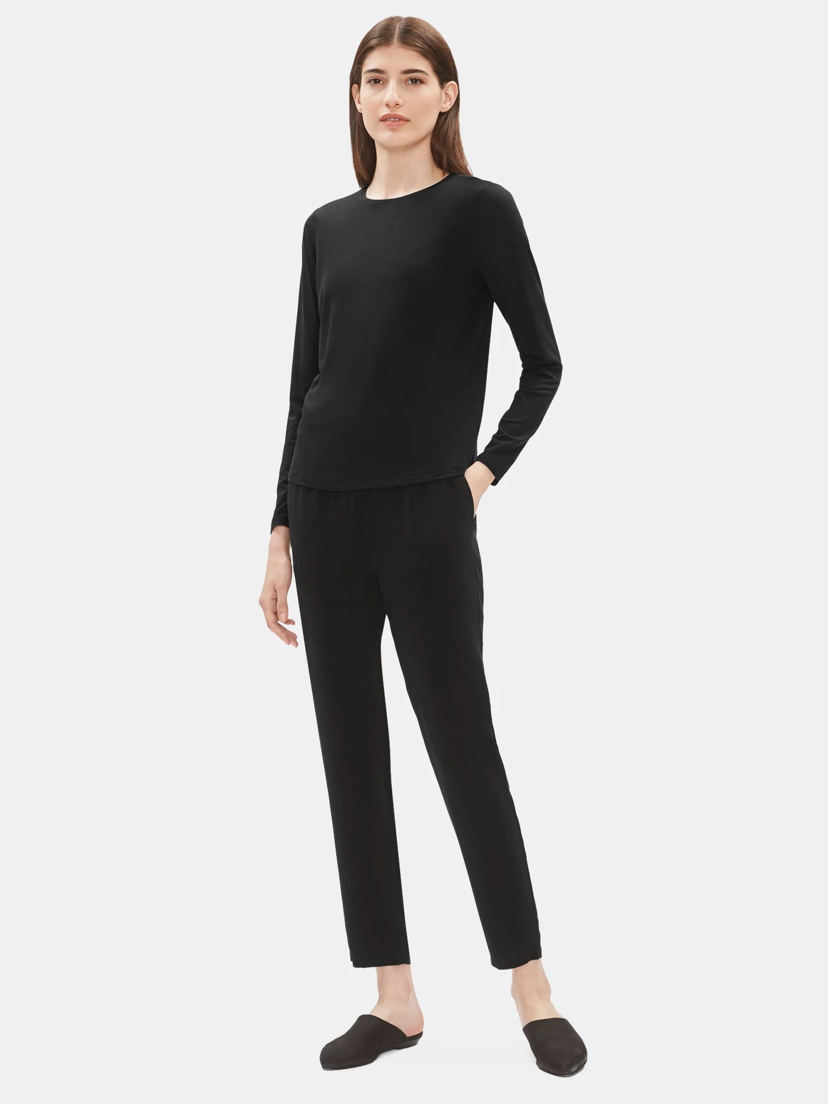 System Lightweight Viscose Jersey Crew Neck Top