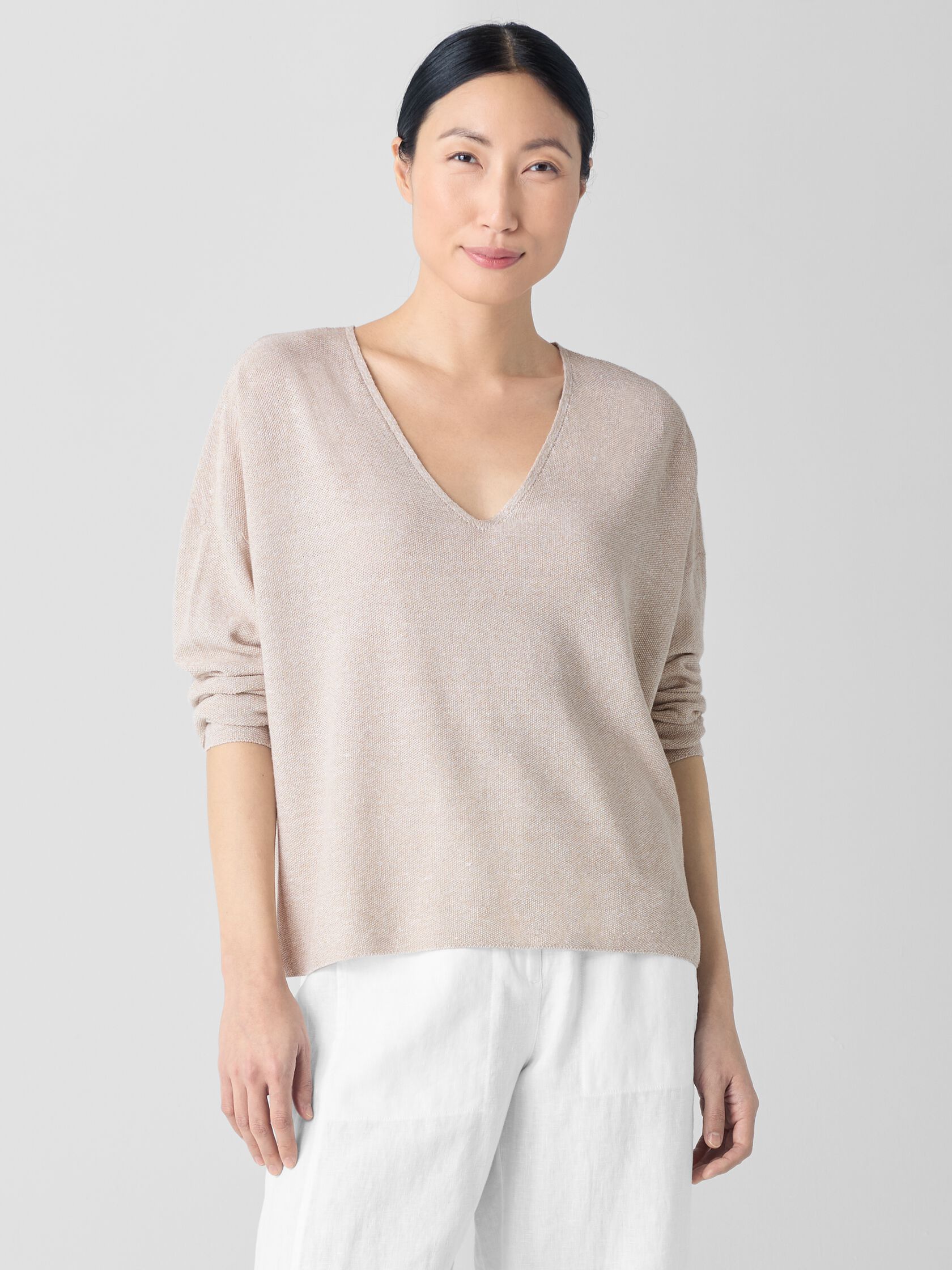 Organic Linen Cotton V-Neck Top