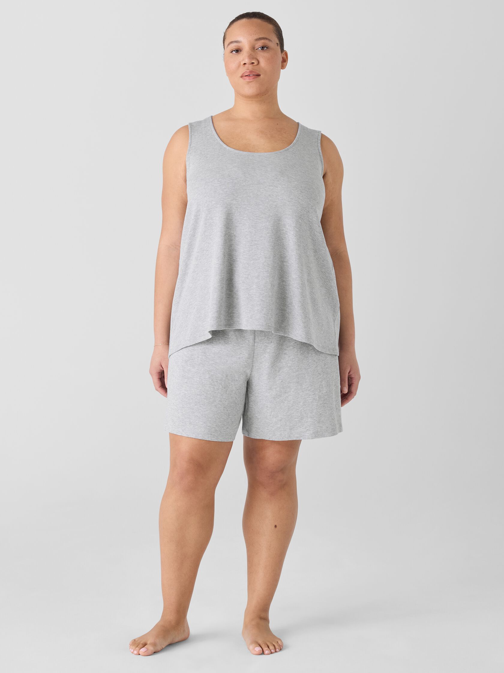 Mélange Organic Cotton Interlock Sleep Shorts