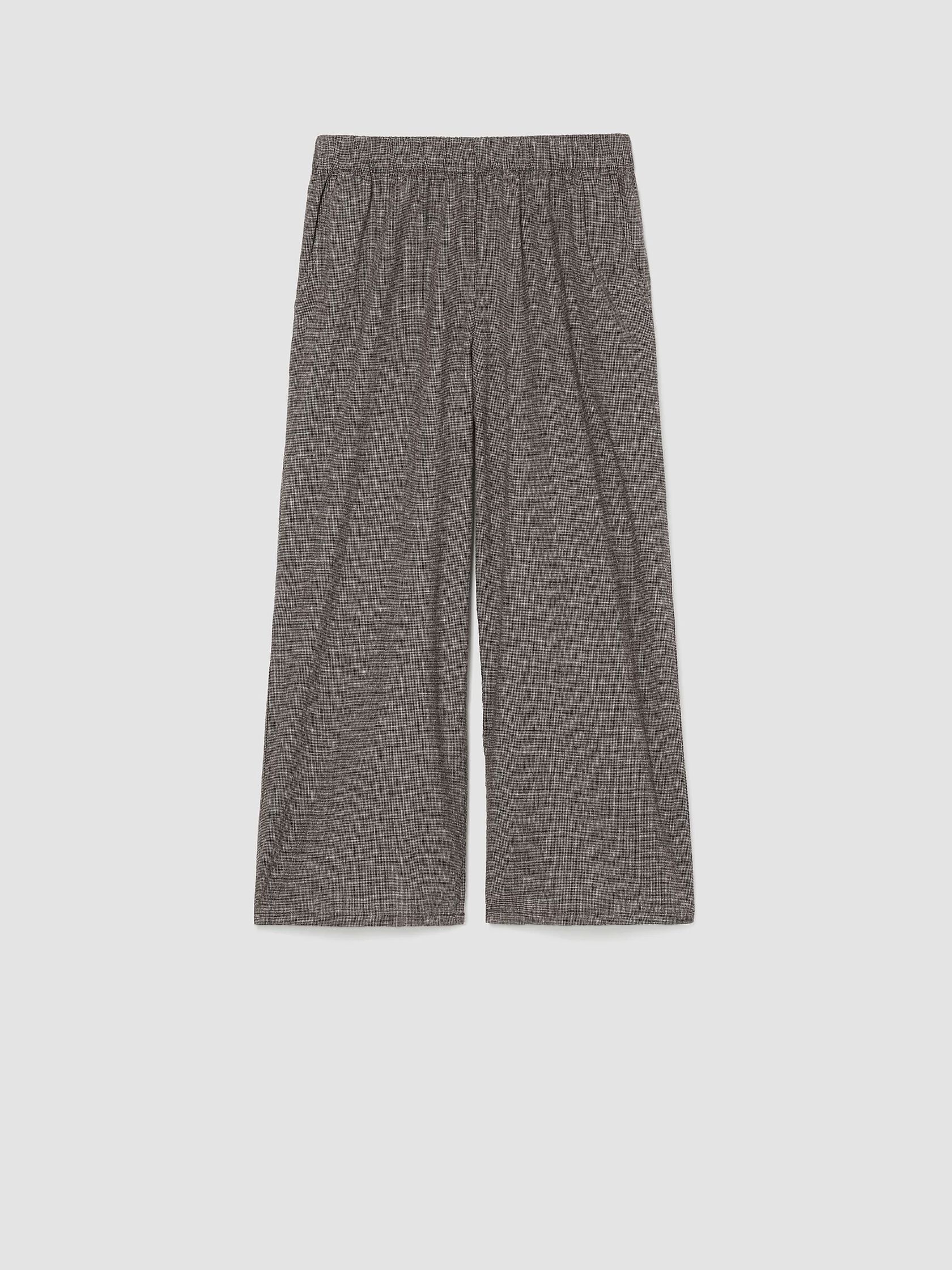 Hemp Organic Cotton Grid Wide-Leg Pant | EILEEN FISHER