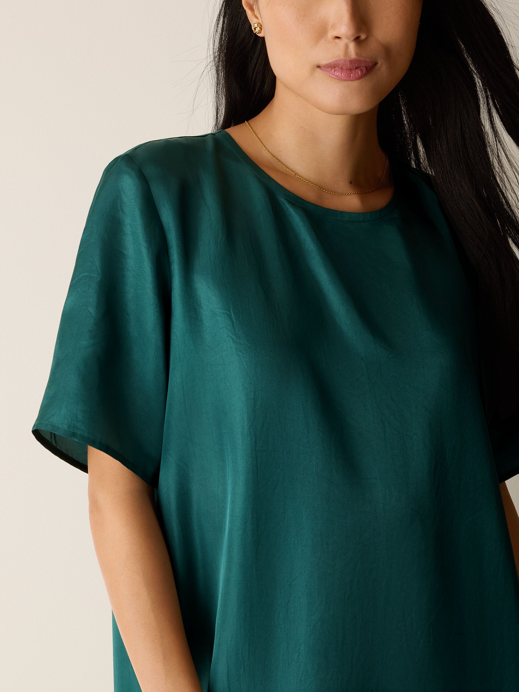 Lightweight Satin Shimmer Tee Dress