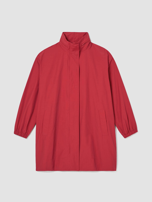 Light Cotton Nylon Stand Collar Long Coat