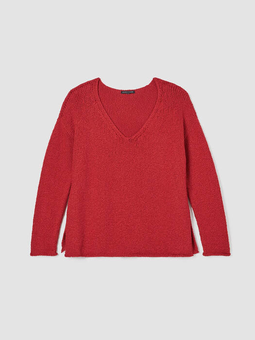 Peruvian Organic Cotton Crimp V-Neck Top