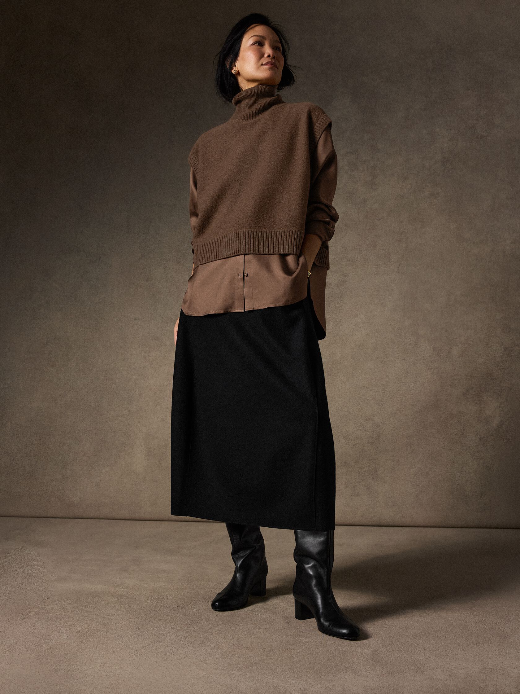 Felted Wool Jersey Lantern Skirt in Regenerative Wool